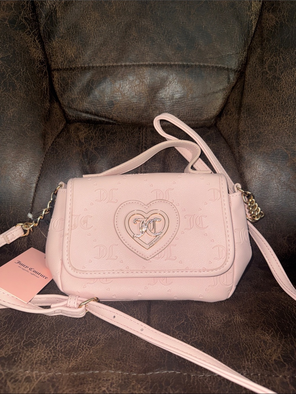 Juicy Couture Pink Heart Logo Crossbody Bag